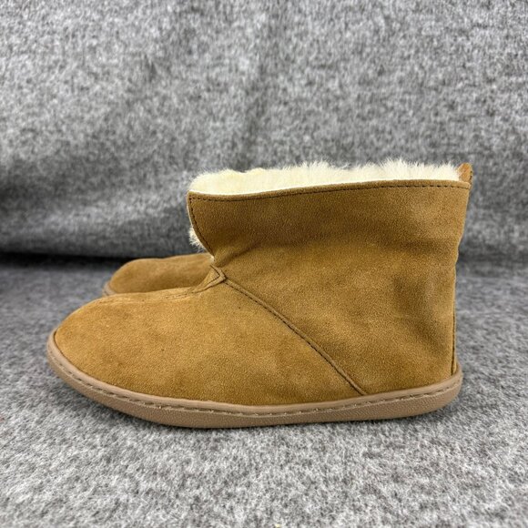 ✅Women's 7 Minnetonka Sheepskin Ankle Boot Golden Tan Slippers 3351 Moccasins - Picture 8 of 14